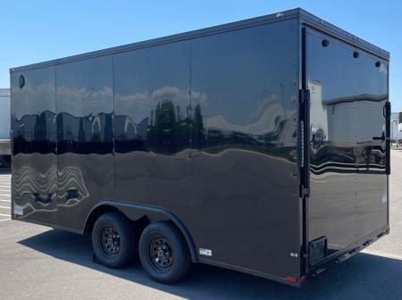New 8.5' x 16' Blackout Enclosed Tandem Axle Cargo Trailer: 7,000 GVWR, .080 Polycore