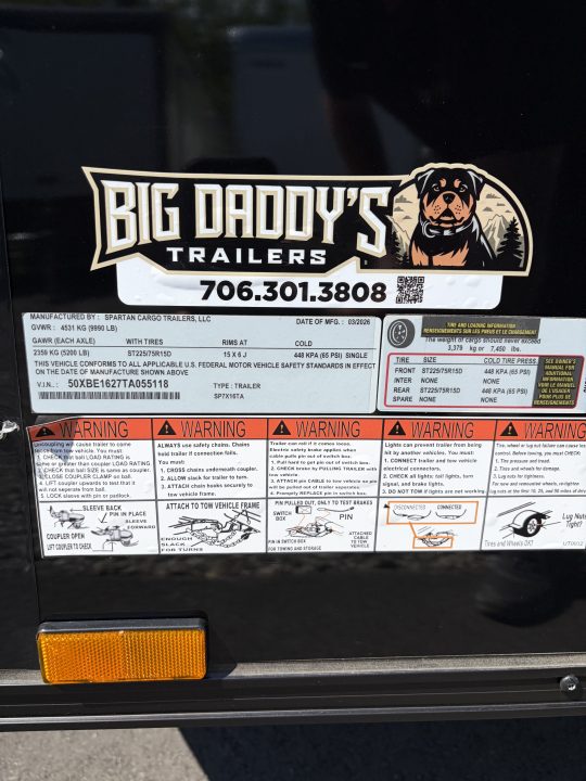 New 2026 Spartan 7X16 Enclosed Trailer, 10K GVWR, Pro Series, PolyCor, StableDeck, 7' Interior