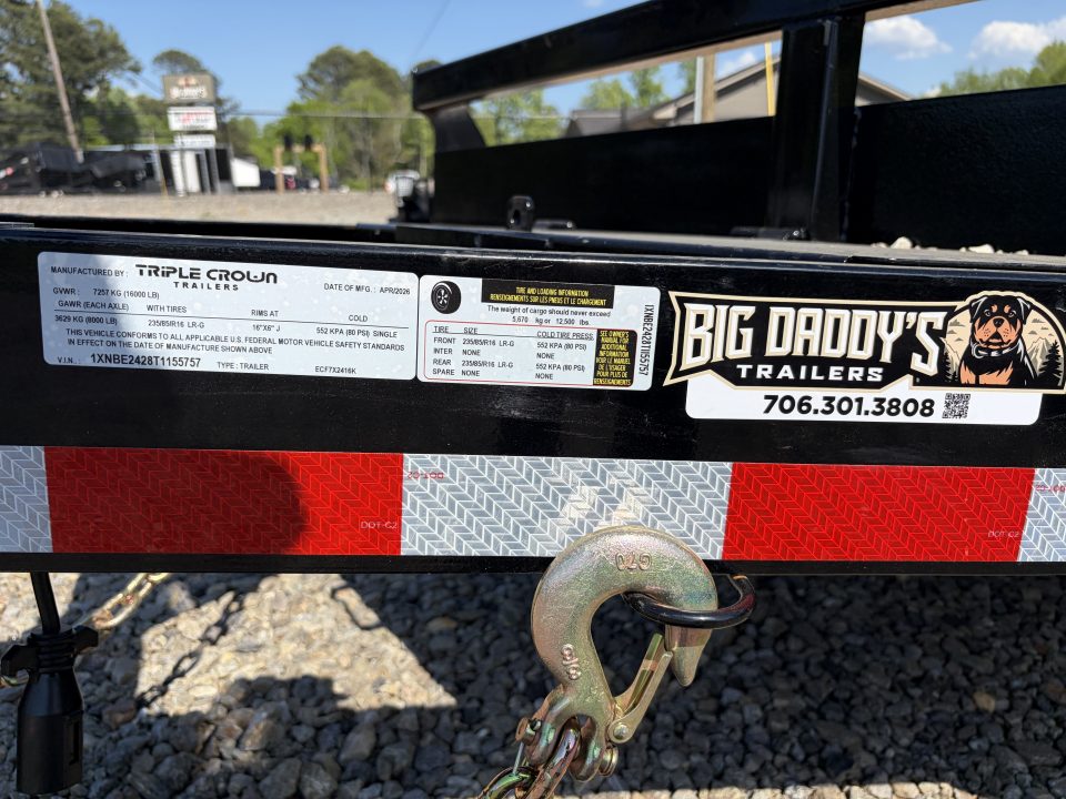 New 2026 Triple Crown 7x24 Heavy Duty Equipment Trailer, 5' Ramps, 16K GVWR