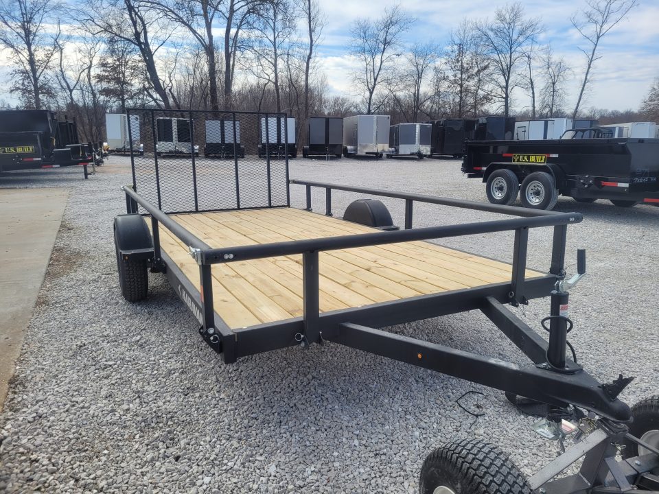 New 2026 Karavan 7x14 SA Straight Deck , Pivoting rails with 4' mesh gate, 35k axle Utility Trailer