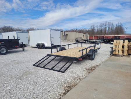 New 2026 Karavan 7x14 SA Straight Deck , Pivoting rails with 4' mesh gate, 35k axle Utility Trailer
