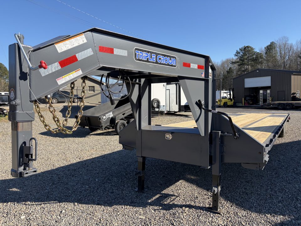 New 2026 Triple Crown Heavy Duty 30' Gooseneck Equipment Trailer, 25K GVWR, Mega Ramps, Spare