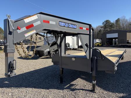 New 2026 Triple Crown Heavy Duty 30' Gooseneck Equipment Trailer, 25K GVWR, Mega Ramps, Spare
