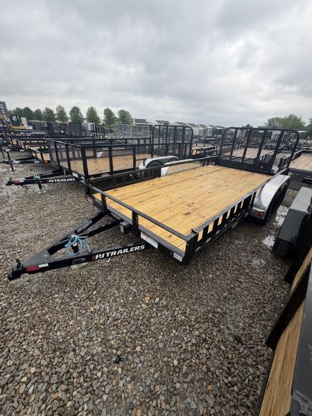 New 2026 PJ Trailers UL162 Utility Trailer 83X16 TA DOVETAIL W/ ATV RAMPS (GVW:7000) BLACK