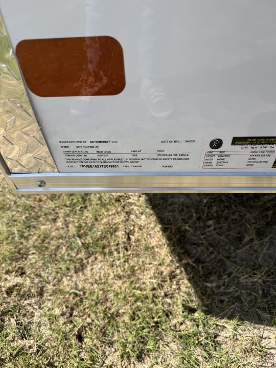 New 2026 NationCraft Trailers 7 X 16 TA POLY Cargo / Enclosed Trailer