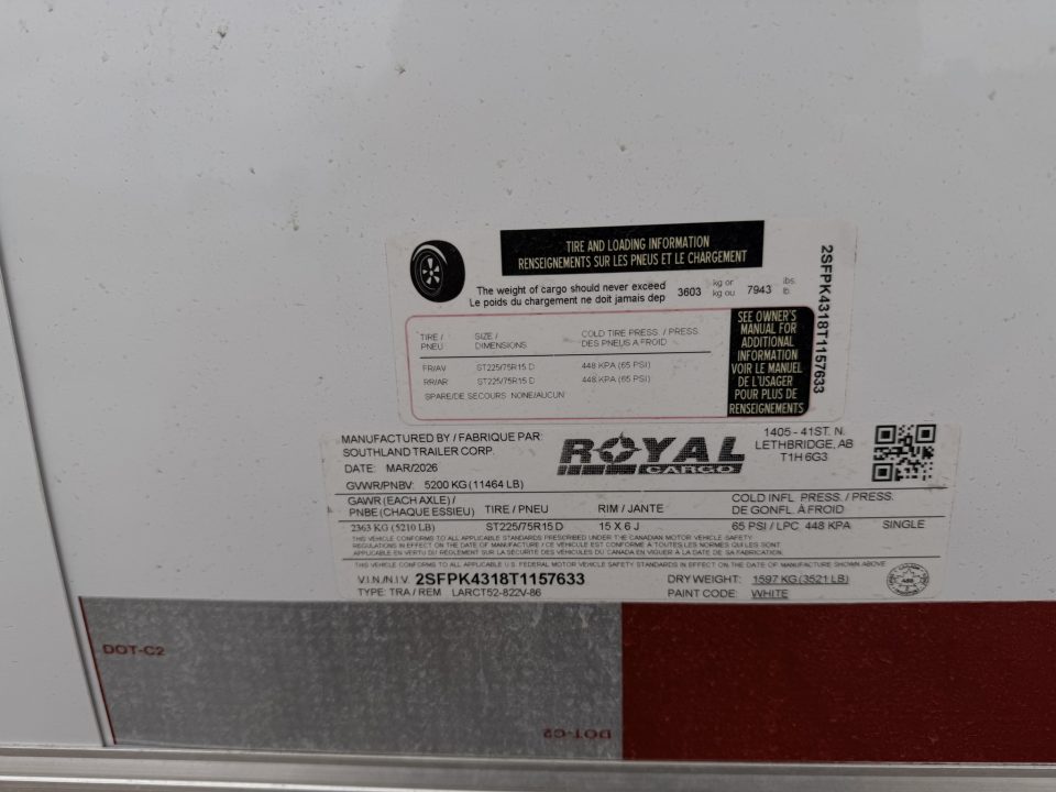 New 2026 Royal Cargo Trailers 8-20-1.5V Enclosed Car Hauler W/ Escape Door