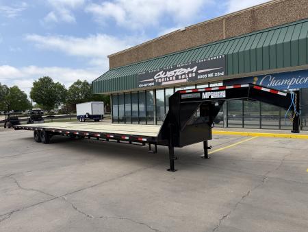 New #144246 2026 MP CUSTOM 40 X 102 TANDEM AXLE 14K FLATBED GOOSENECK W/ SLIDE IN RAMPS