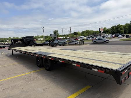 New #144246 2026 MP CUSTOM 40 X 102 TANDEM AXLE 14K FLATBED GOOSENECK W/ SLIDE IN RAMPS