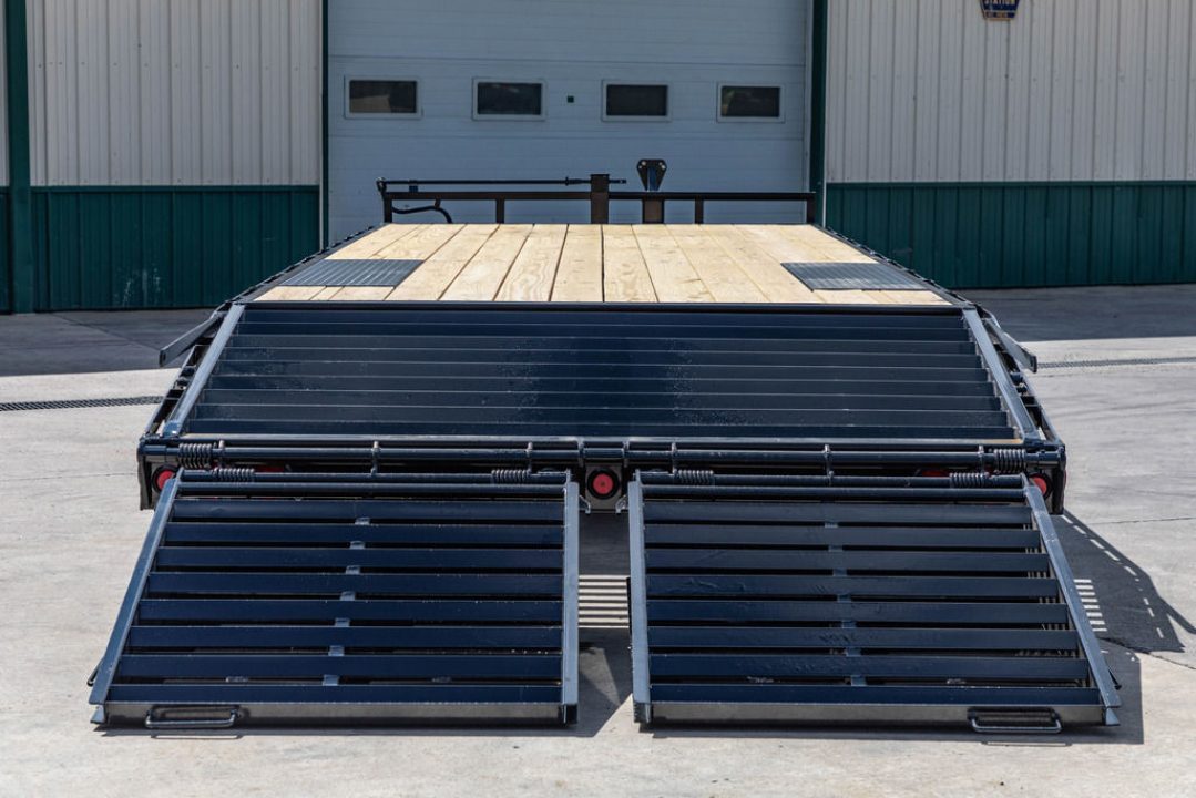New PJ Trailers 24' I-Beam Deck Over with Monster Ramps (F8)