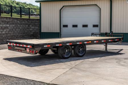 New PJ Trailers 20' I-Beam Deck Over with Slide in Ramps (F8)