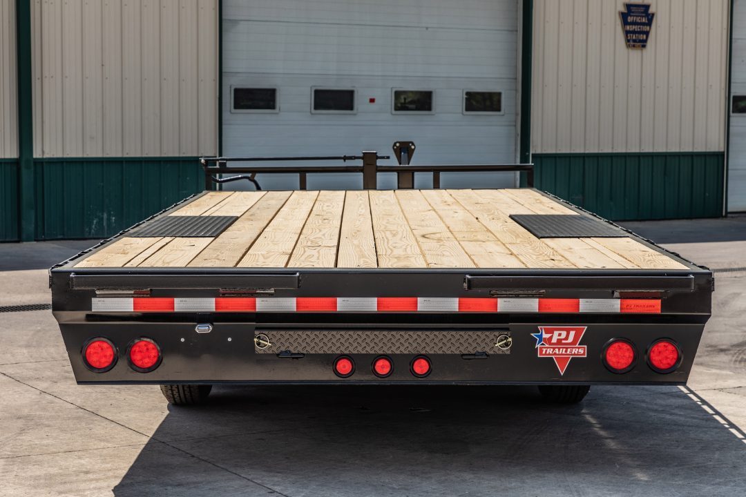 New PJ Trailers 20' I-Beam Deck Over with Slide in Ramps (F8)