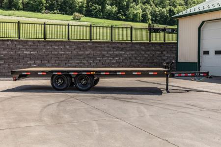 New PJ Trailers 20' I-Beam Deck Over with Slide in Ramps (F8)