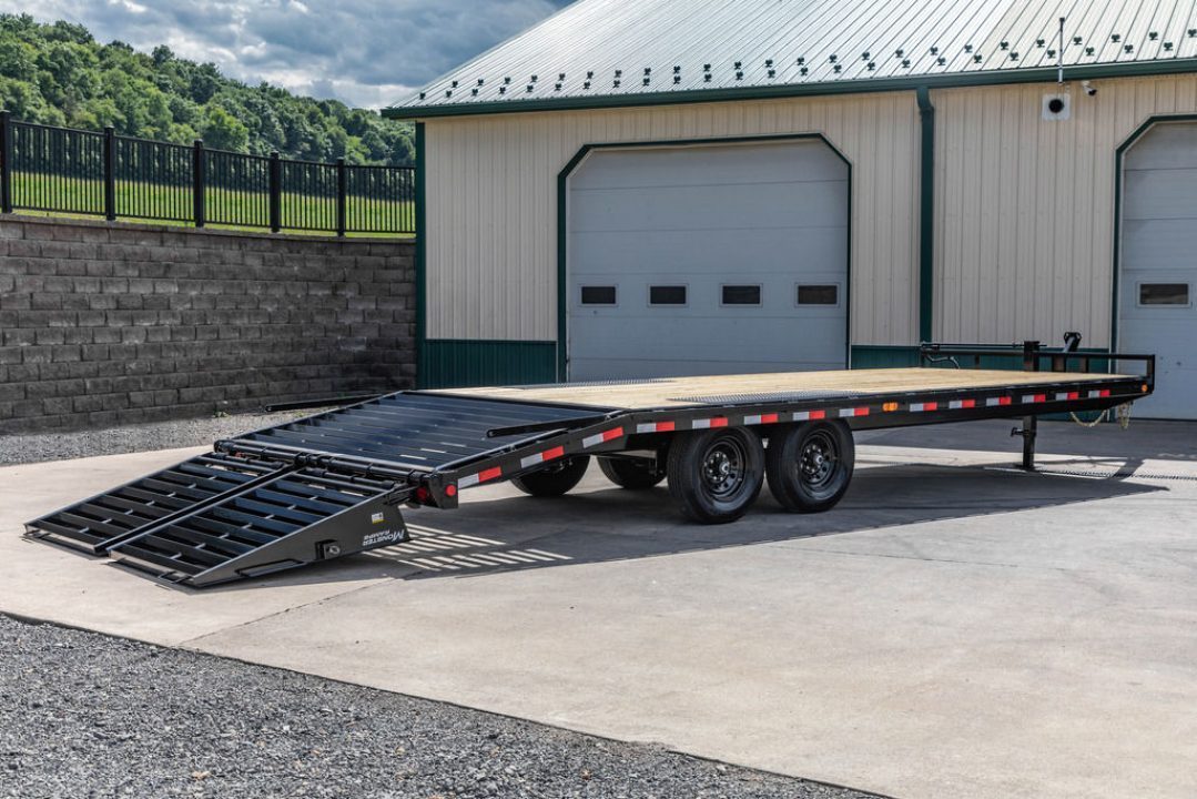 New PJ Trailers 24' I-Beam Deck Over with Monster Ramps (F8)