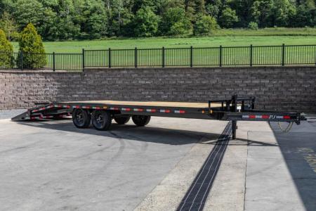 New PJ Trailers 24' I-Beam Deck Over with Monster Ramps (F8)