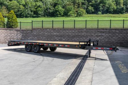 New PJ Trailers 24' I-Beam Deck Over with Monster Ramps (F8)