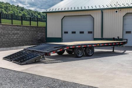 New PJ Trailers 24' I-Beam Deck Over with Monster Ramps (F8)
