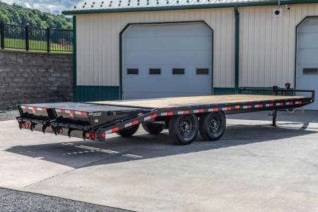 New PJ Trailers 24' I-Beam Deck Over with Monster Ramps (F8)