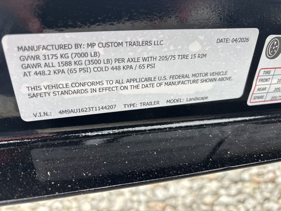 New #144207 2026 MP CUSTOMS 16 X 83 TANDEM AXLE PIPE TOP 7K LANDSCAPE TRAILER W/ 2' SIDES