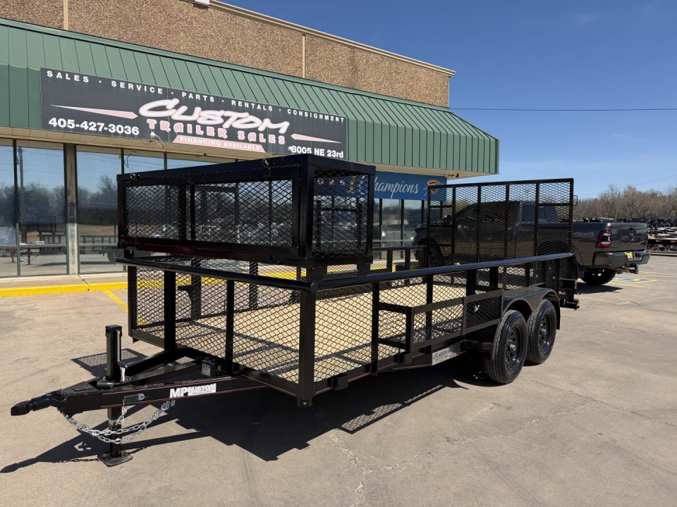 New #144207 2026 MP CUSTOMS 16 X 83 TANDEM AXLE PIPE TOP 7K LANDSCAPE TRAILER W/ 2' SIDES