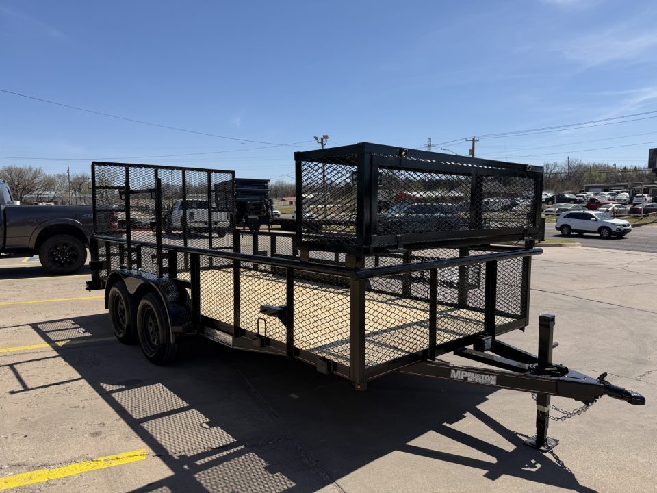 New #144207 2026 MP CUSTOMS 16 X 83 TANDEM AXLE PIPE TOP 7K LANDSCAPE TRAILER W/ 2' SIDES