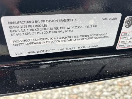 New #144207 2026 MP CUSTOMS 16 X 83 TANDEM AXLE PIPE TOP 7K LANDSCAPE TRAILER W/ 2' SIDES
