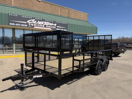 New #144207 2026 MP CUSTOMS 16 X 83 TANDEM AXLE PIPE TOP 7K LANDSCAPE TRAILER W/ 2' SIDES