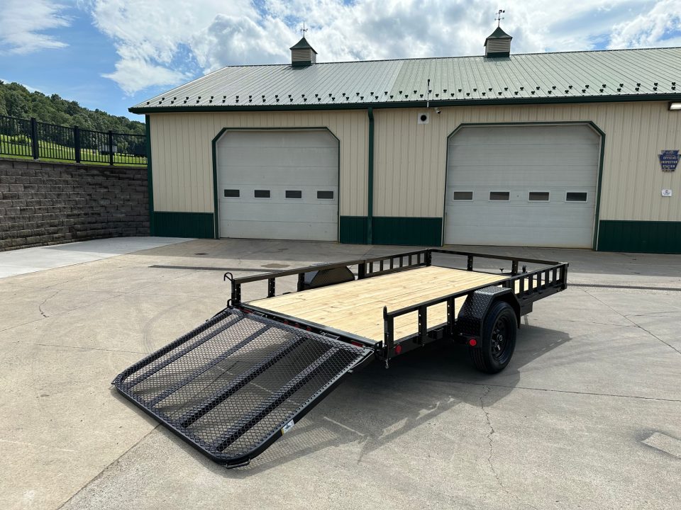 New PJ Trailers 12' Single Axle Utility (U7) - Side ATV Ramps