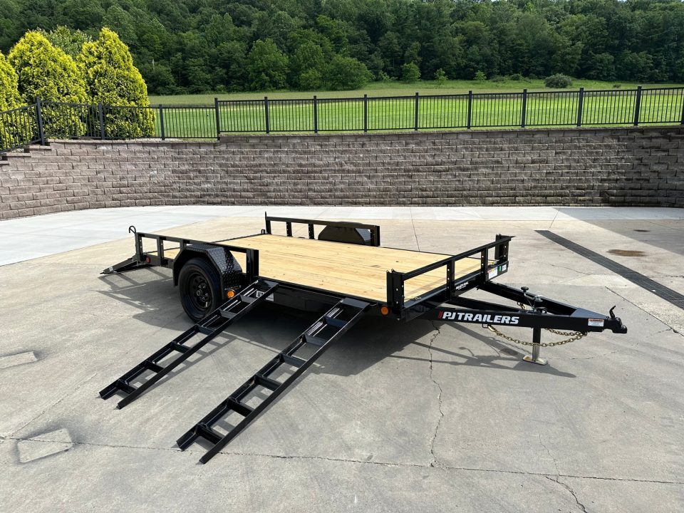 New PJ Trailers 12' Single Axle Utility (U7) - Side ATV Ramps