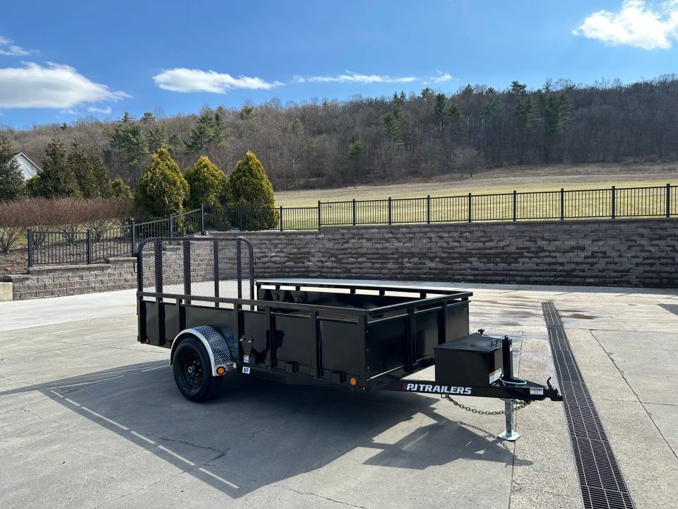 New PJ Trailers 12' Single Axle Utility - Solid Steel Sides - 5.2K Axle