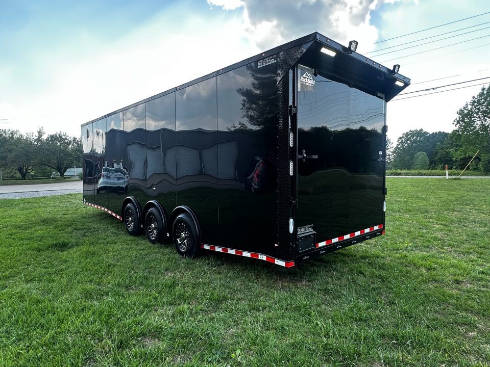 New 2026 Rock Solid Cargo 8.5x28 Race Trailer-Finished Interior-7'6" Interior-Triple 7000 TORSIONS -HD RAMP-10" BOGEY WHEELS