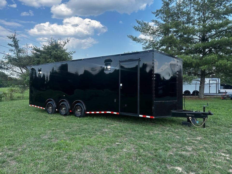 New 2026 Rock Solid Cargo 8.5x28 Race Trailer-Finished Interior-7'6" Interior-Triple 7000 TORSIONS -HD RAMP-10" BOGEY WHEELS