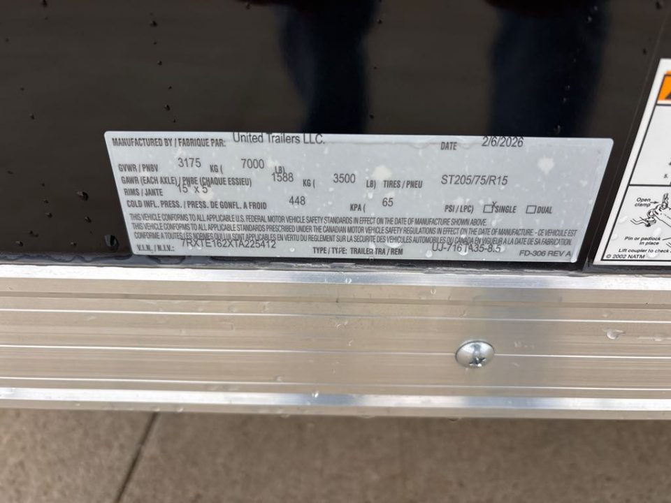 New 2026 United Trailers UJ-716TA35-8.5 Cargo / Enclosed Trailer