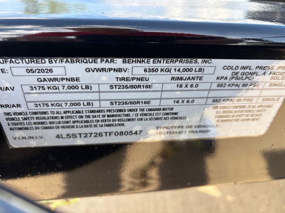 New 2026 Behnke TBCT2214ET Utility Trailer