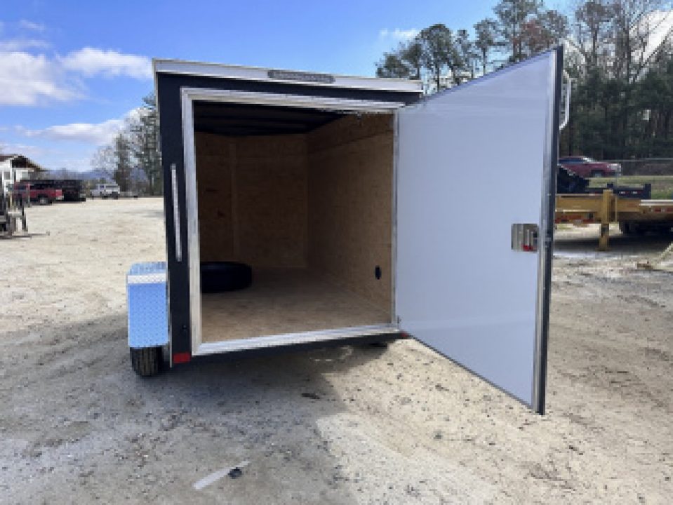 New 2026 Covered Wagon Trailers 5x8SA Cargo / Enclosed Trailer / Ramp Rear Door / Side Door w/ Bar Lock / .080 Black Polycore Siding / 66.5" Interior Height