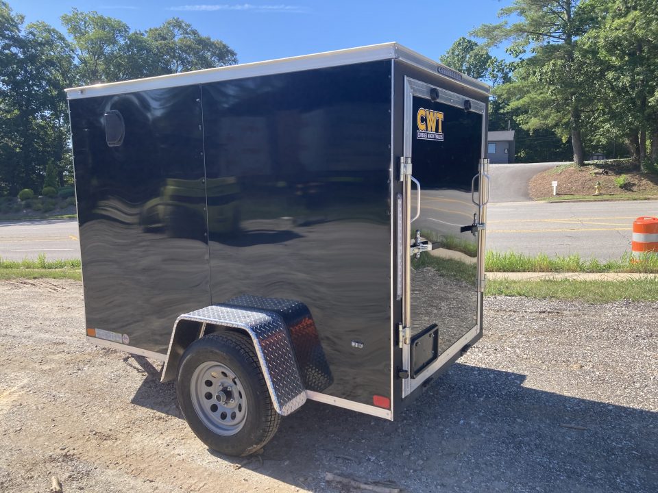 New 2026 Covered Wagon Trailers 5x8SA Cargo / Enclosed Trailer / Ramp Rear Door / Side Door w/ Bar Lock / .080 Black Polycore Siding / 66.5" Interior Heightt