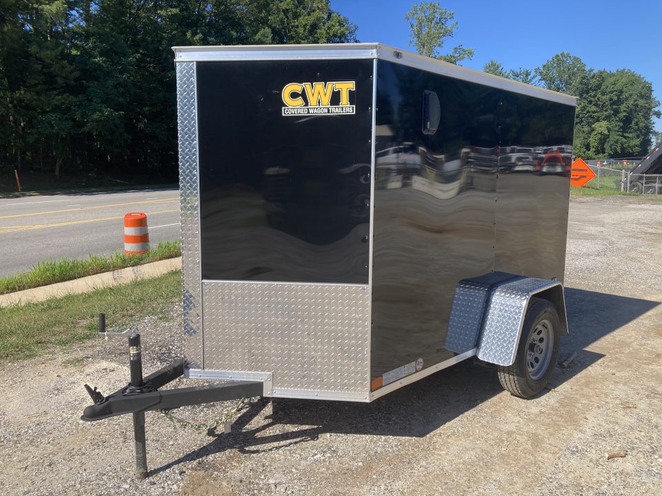 New 2026 Covered Wagon Trailers 5x8SA Cargo / Enclosed Trailer / Ramp Rear Door / Side Door w/ Bar Lock / .080 Black Polycore Siding / 66.5" Interior Heightt