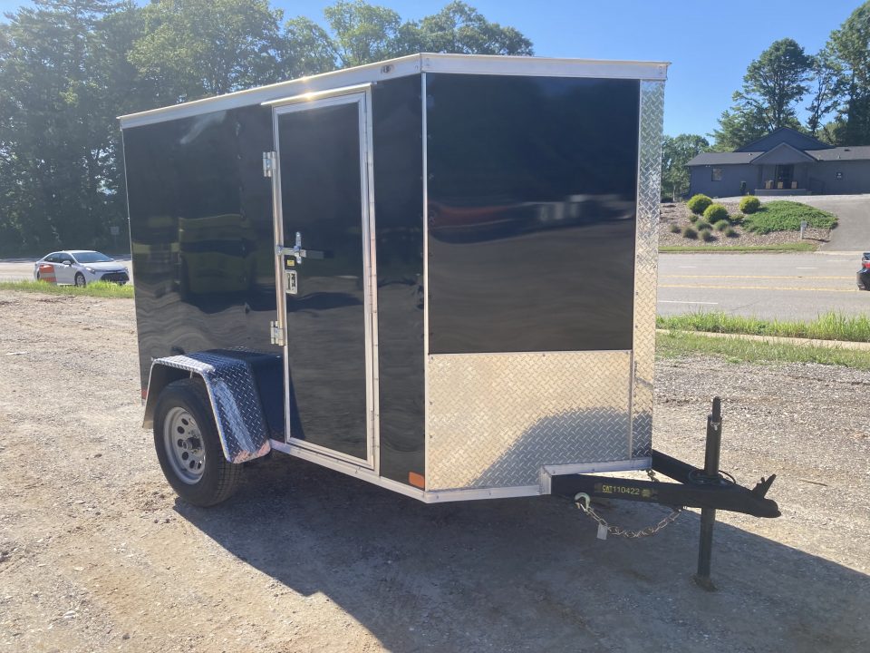 New 2026 Covered Wagon Trailers 5x8SA Cargo / Enclosed Trailer / Ramp Rear Door / Side Door w/ Bar Lock / .080 Black Polycore Siding / 66.5" Interior Heightt