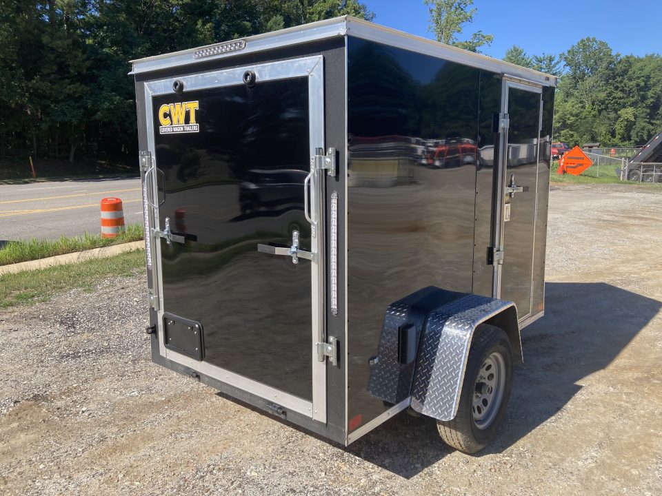 New 2026 Covered Wagon Trailers 5x8SA Cargo / Enclosed Trailer / Ramp Rear Door / Side Door w/ Bar Lock / .080 Black Polycore Siding / 66.5" Interior Heightt
