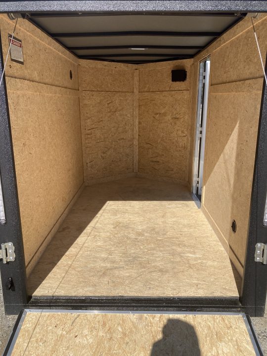New 2026 Covered Wagon Trailers 5x8SA Cargo / Enclosed Trailer / Ramp Rear Door / Side Door w/ Bar Lock / .080 Black Polycore Siding / 66.5" Interior Heightt