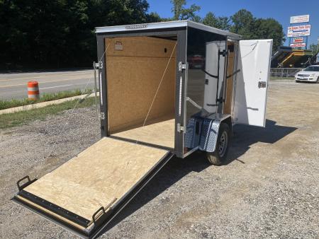 New 2026 Covered Wagon Trailers 5x8SA Cargo / Enclosed Trailer / Ramp Rear Door / Side Door w/ Bar Lock / .080 Black Polycore Siding / 66.5" Interior Heightt