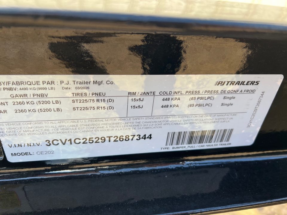 New 2026 PJ Trailers 20' CE Equipment Equipment Trailer