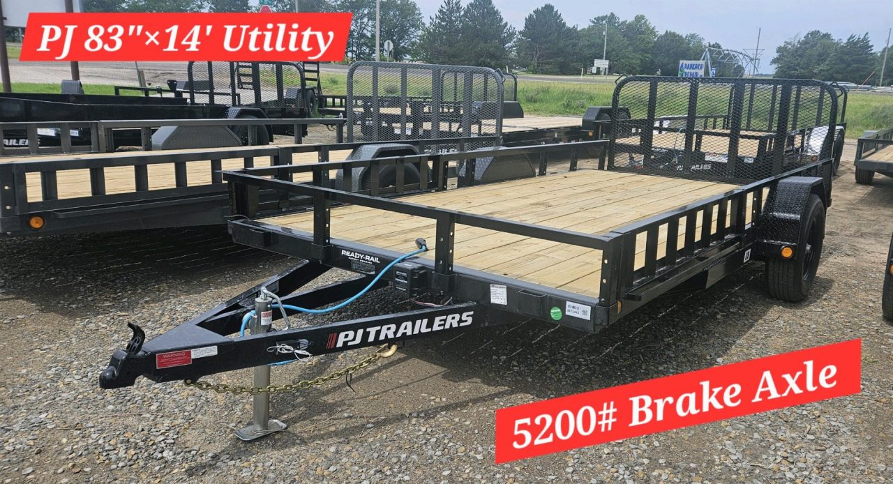 New 2026 PJ Trailers 14' x 83 in. Single 5200# Brake Axle Channel Utility Trailer