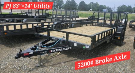 New 2026 PJ Trailers 14' x 83 in. Single 5200# Brake Axle Channel Utility Trailer
