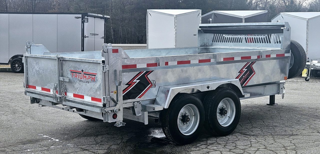 New 82" X 14' GALVANIZED DUMP 8 K AXLES HYDRAULIC POWER JACK SPARE TIRE INCLUDED 2026 TRIUMPH