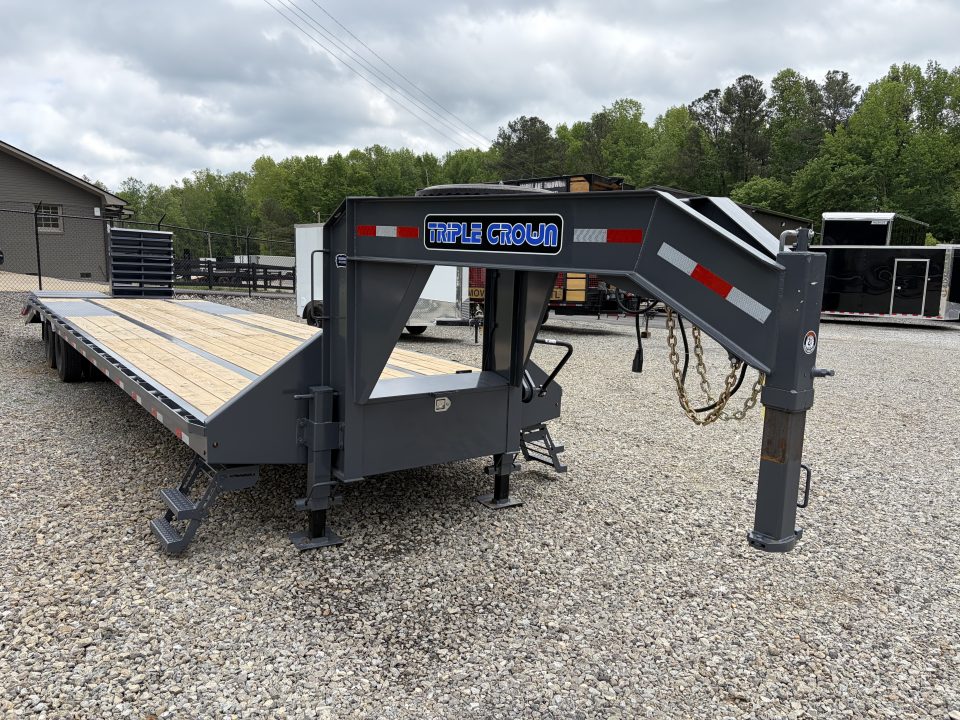 New 2026 Triple Crown Heavy Duty 35' Gooseneck Equipment Trailer, 25K GVWR, Mega Ramps, Spare
