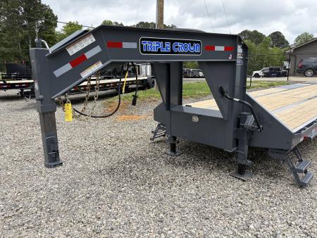 New 2026 Triple Crown Heavy Duty 35' Gooseneck Equipment Trailer, 25K GVWR, Mega Ramps, Spare