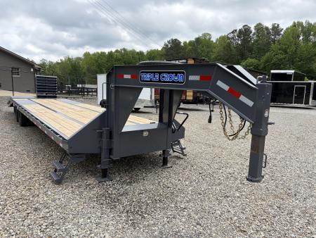 New 2026 Triple Crown Heavy Duty 35' Gooseneck Equipment Trailer, 25K GVWR, Mega Ramps, Spare