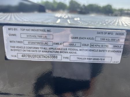 New #263388 2026 TOP HAT RS07 20 X 83 TANDEM AXLE 7K STEEL FLOOR CAR HAULER