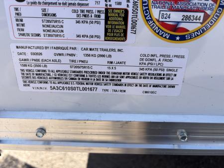 New 2026 CAR MATE TRAILERS 6x10 6' Interior Cargo / Enclosed Trailer with Ramp Door