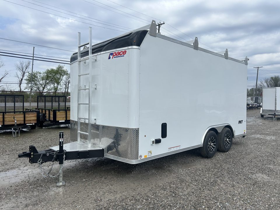 New 2026 Pace American 8.5x16 PXT Hammer Flat Top Bullnose Contractor Trailer